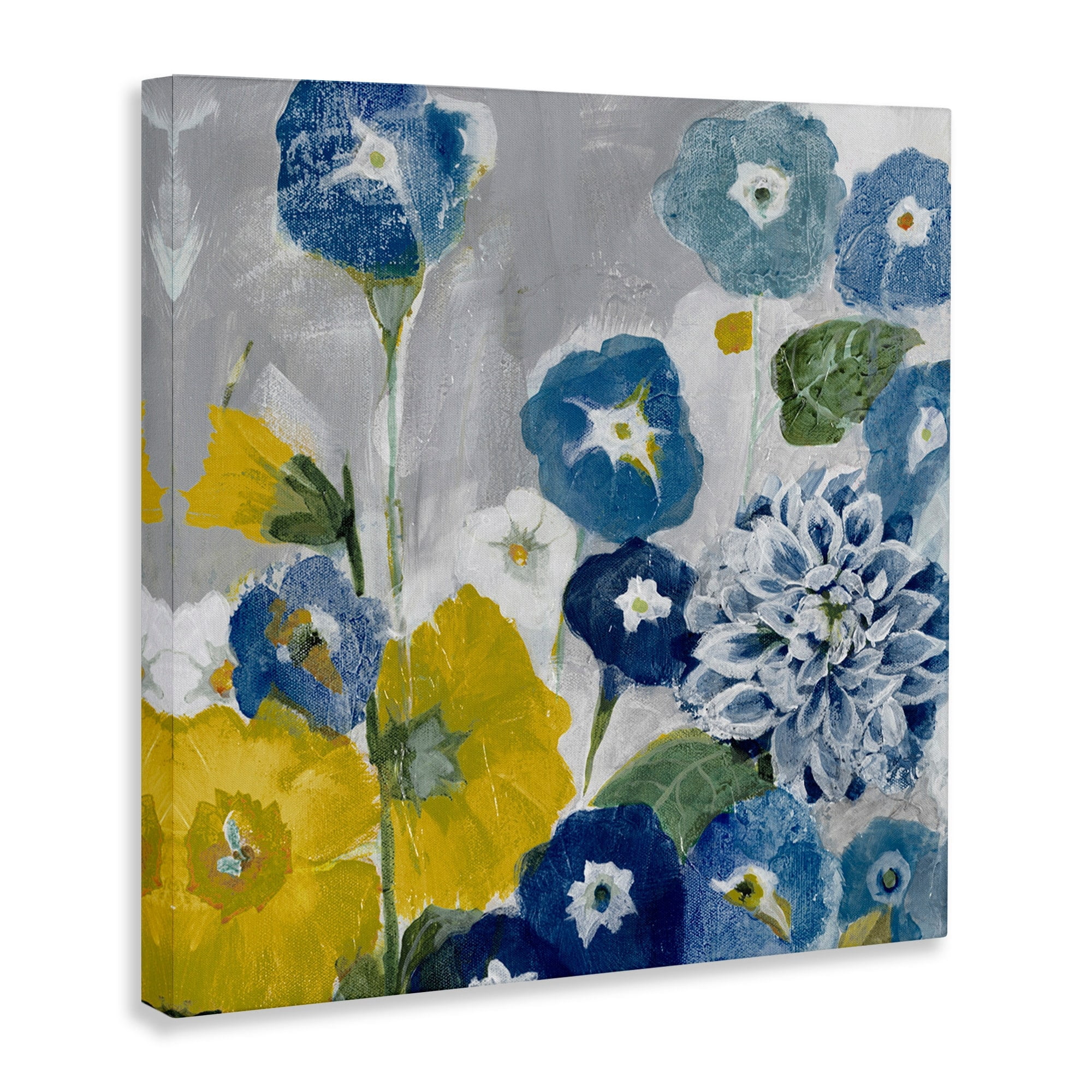 Stupell Industries Blue & Yellow Abstract Poppies Botanical & Floral Painting Gallery Wrapped Canvas Print Wall Art