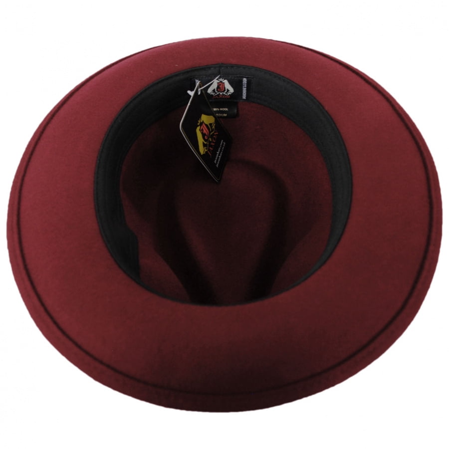Pachuco Crushable Wool Felt Fedora Hat - L - Wine