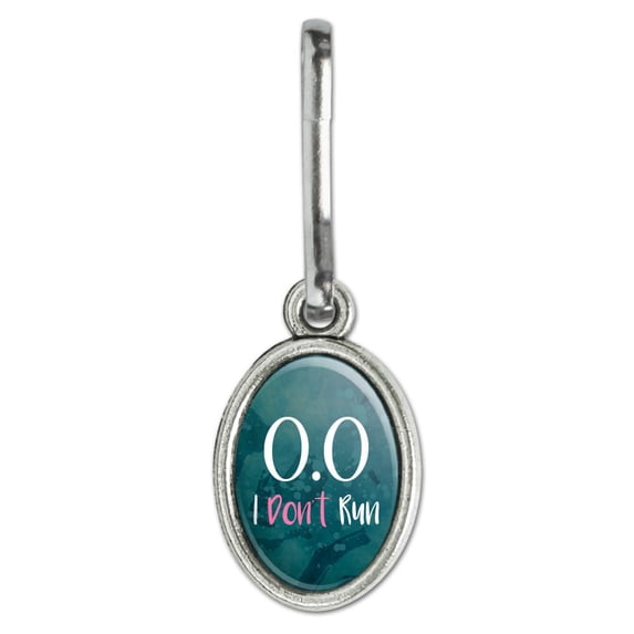 0.0 Marathon I Don't Run Funny Non Runner Antiqued Oval Charm Clothes Purse Suitcase Backpack Zipper Pull Aid