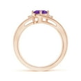 thumbnail image 2 of ANGARA Natural Amethyst and Diamond Split Shank Ring in 14K Rose Gold for Women (Size-7x5mm) | February Birthstone, Birthday, Anniversary, Jewelry Gift for Women | Natural Amethyst Ring, 2 of 8
