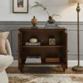 thumbnail image 2 of CQSXDA 33.6 Inch Wooden Sideboard Buffet Cabinet in Walnut with Geometric Design for Entryway and Kitchen Storage, 2 of 10
