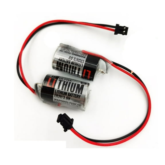 (Pack of 2) 1000mAh JZSP-BA01 ER3V/3.6V Non-Rechargeable PLC Lithium Battery for PLC Battery with Black Connector