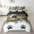 thumbnail image 2 of Manfei Wildlife Bear Print Twin Bedding Sets 7-Piece for Child, Jungle Animal Bedding Comforter Set, Rustic Cabin Reversible Sheet Sets, Microfiber Bedroom Decor, 2 of 7