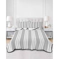 thumbnail image 2 of Quilts Twin-XL Size Bedding Set, Striped Grey Lightweight Quilted Comforter, Farmhouse Line Stripes Classic Soft Reversible Bedspread Coverlet with Pillow Covers for All Season, 68" x 98", 2 of 7