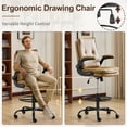thumbnail image 5 of Zimtown Drafting Chair, Adjustable Tall Office Chair with Flip-up Armrests, PU Desk Chair with Footrest, Khaki, 5 of 9
