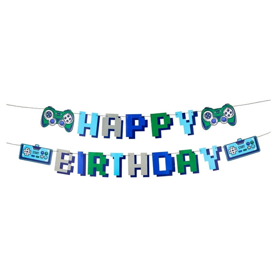 Multicolor Gamer Happy Birthday Banner Set, 2 Pieces, by Way To Celebrate