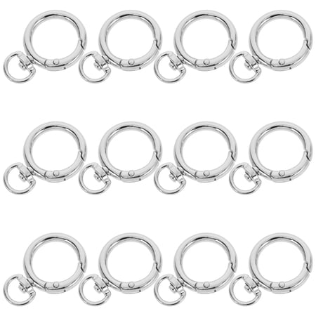IFANLANDOR Round Carabiner Snap Hooks Plated Silver Alloy for Keychain Accessories 12Pcs