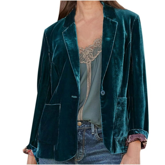 Summer Savings Clearance 2024! Blazer Jackets for Women Women Cozy Retro Long Sleeve Velvet Solid Buttons Pokets Jacket Cardigan Loose Coat Top Chaquetas de Mujer Casual Elegantes