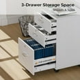 thumbnail image 4 of 3-Drawer File Cabinet with Lock, Wood Rolling Filing Cabinets for Home Office, Mobile Printer Stand, Under Desk File Organizer for Letter Sized Files, 26" H(Caster Included), White, 4 of 8