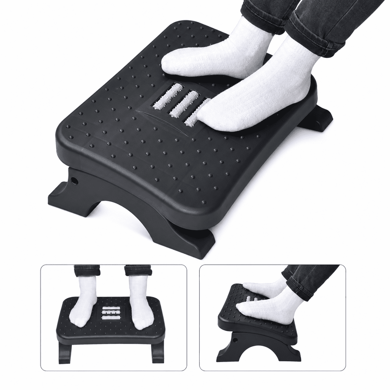 sunorchid Under Desk Foot Rest with Massage Rollers - Ergonomic Foot Stool with Non-Slip Base, Supports 120 lbs, Back to School Supplies, Ideal Foot Care for Office Home School Dorm