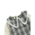 thumbnail image 4 of Kmbangi Girl Plaid Print Clothes Set Mesh-joint Midi Dress+Flower Shaped Bag, 4 of 7
