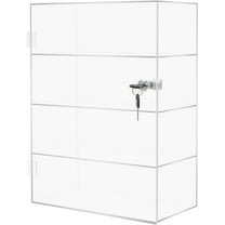 4 Tiers Clear Acrylic Organizer Box Display Case 11.81 x 5.9 x 15.75inch Freestanding Dustproof Showcase Clear Countertop Cabinet with Shelves Lockable for Retail Store Collectibles Figures