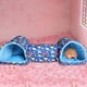 thumbnail image 4 of Escondite de túnel para conejillos de indias – Cueva acogedora lavable, casita para pequeños animales, poliéster blando, fondo antideslizante, azul, 20"x7"x6", para conejos, chinchillas, hámsters, 4 of 5