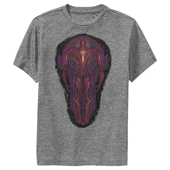 Boy's Marvel Eternals Kro Stained Glass  Performance Graphic Tee Charcoal Heather Large