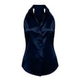 thumbnail image 5 of Mifsaly Silk Tank Tops for Women Elegant Sleeveless Button Down Shirts Soft Comfortable Business Casual Office Work Top Dark Blue,S, 5 of 7