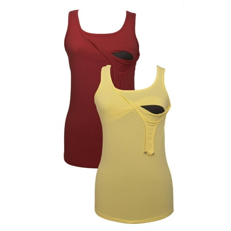 

100% Premium Cotton - Women Nursing Maternity Tank Top 2 Piece Set