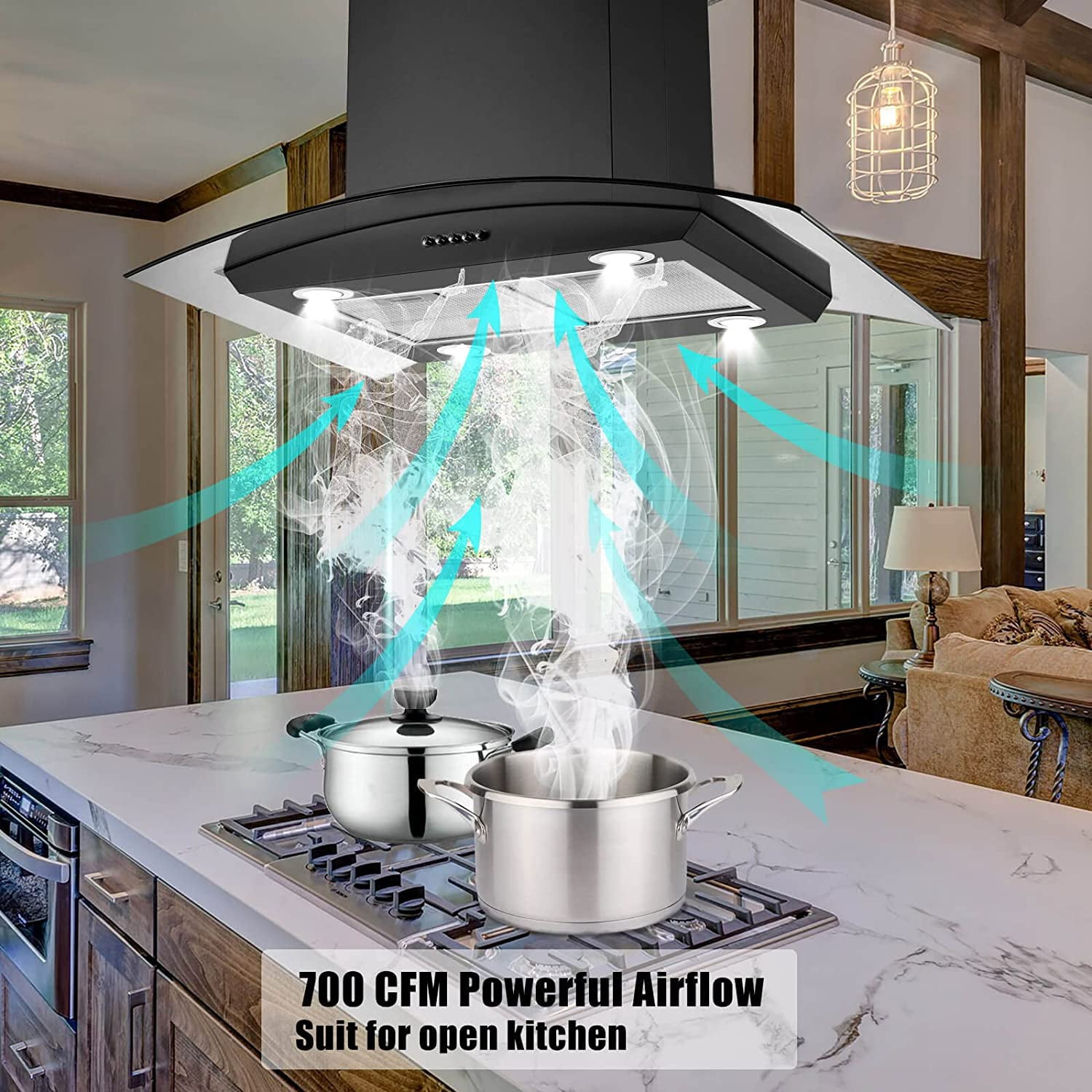 Island Range Hood 30 inch Kitchen 3 Speed Extractor Fan Vent
