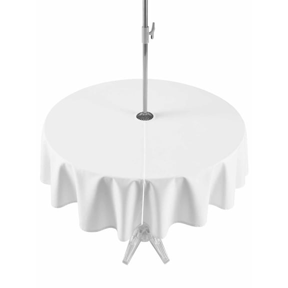 Outdoor Tablecloth with Umbrella Hole, White Spillproof Waterproof Outdoor Table Cover, Modern Simple White Backdrop Patio Tablecloths for Party/Garden/Picnic, Round 60 inch