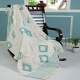 thumbnail image 2 of LR Home Sky Blue Diamond Ultra-Soft Shag with Fringe Throw Blanket, 50" x 60", 2 of 6
