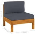 thumbnail image 4 of vidaXL Middle Sofa with Dark Grey Cushions Solid Acacia Wood, 4 of 4