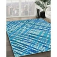 thumbnail image 3 of Ahgly Tapis Rond Lavable en Machine Intérieur Transitionnel Bleu, 4 Pieds Rond, 3 of 7