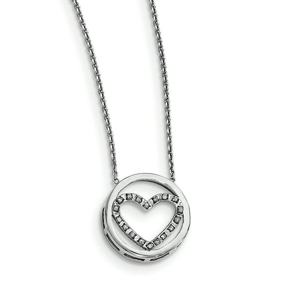 Collier Cercle en Argent Sterling Diamond Mystique avec Cœur 17 Pouces (Poids : 2.03 Grammes, Longueur : 17 Pouces)