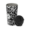 thumbnail image 2 of Gukieu Metallic Gears Print Insulated Coffee Cup, Portable Stainless Steel Vacuum Cup with Lid, Unisex, Suitable for Office, Cafe, Car, 2 of 8