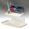 thumbnail image 2 of Mupvlun Foldable Floating Shelves for Wall - No Drill White Wall Shelves for Bathroom, Bedroom, RV, Kitchen | Adhesive Shelves for Phones, Watches (28x16x7.5cm) B, 2 of 4