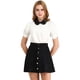 thumbnail image 1 of INSPIRE CHIC Blusa De Manga Corta Con Cuello Peter Pan En Contraste Vintage Para Mujer Blanco S, 1 of 6