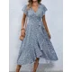 thumbnail image 4 of Femmes grande taille 1XL-5XL col en v robe imprimée florale respirant été décontracté robe élégante Style sophistiqué longue robe de plage, 4 of 4