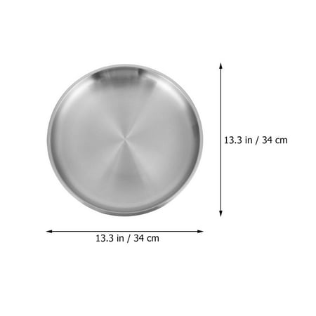 

1Pc Stainless Steel Round Tray Food Serving Plate Fruit Tray Grill Plate
