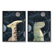 Stupell Industries Kids' Astronaut Dinosaurs Fantasy Planet Reptiles Deep Blue, 11 x 14, Design by Ziwei Li