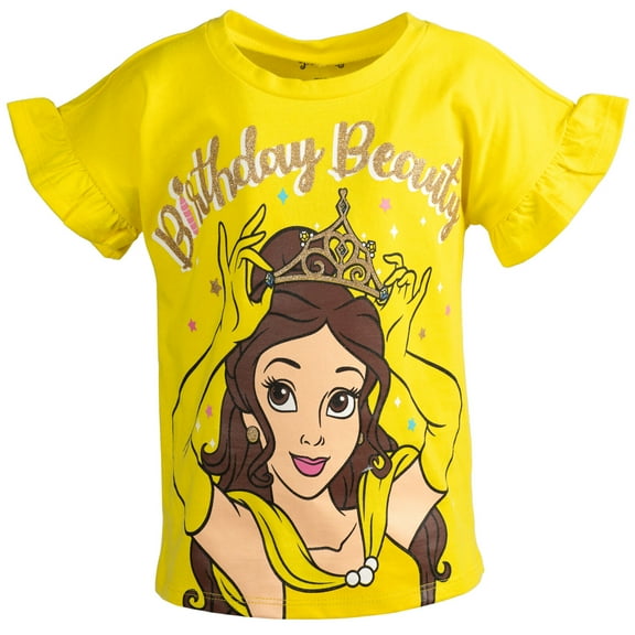 Disney Princess Belle Birthday Little Girls T-Shirt Yellow 7-8