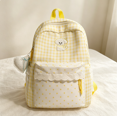 thumbnail image 3 of Girls Plaid Lace Trim Backpack, Small‑Size Bookbag With Polka‑Dot Pockets & Puppy Motif, Anti‑Theft For School & Weekend Trips (Yellow), 3 of 5