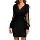 thumbnail image 1 of Vestido de manga larga para mujer, vestidos elegantes cortos ajustados de encaje, vestidos envolventes, 1 of 7