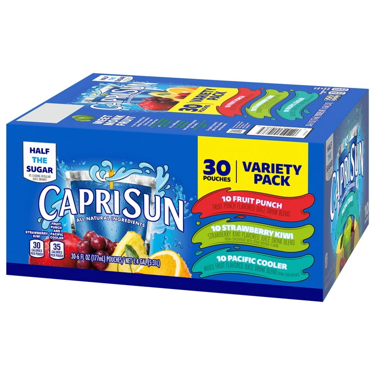 Capri Sun Variety Pack with Fruit Punch, Strawberry Kiwi & Pacific Cooler  Juice Box Pouches, 30 ct Box, 6 fl oz Pouches