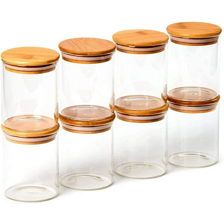 EZOWare 10oz Spice Herb Glass Jars, 10pc Clear Canister Set, Small Air