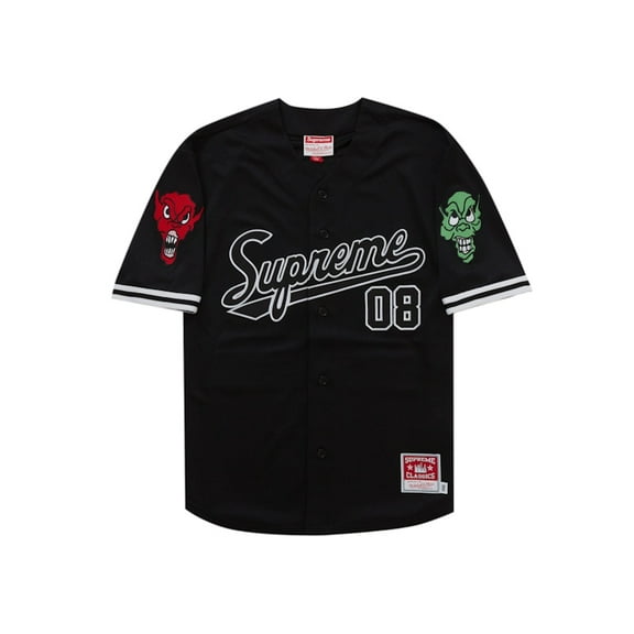 Supreme Men's Mitchell & Ness Downtown Hell Baseball Jersey Black, from StockX