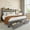 Dark Grey, variant on Einfach Queen Bed Frame, Storage Bed with Built-In Charging Station, Linen Upholstered Wingback Headboard, Beige