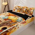 thumbnail image 3 of Manfei Rustic Fall Pumpkin Leaf Zipper Full Size Comforter Sets with Fitted Sheet and 2 Pillowcases for Home, Orange Autumn Bird House Zipper Bedding Set, Black Reversible, 4 Pieces, 3 of 6