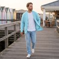 thumbnail image 6 of Mens Cardigan Sweater Waffle V Neck Button Down Cardigan Long Sleeve Cardigans Open Front Lightweight Casual Loose Blouse Light Blue 2XL, 6 of 6