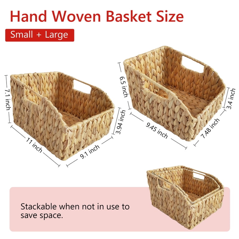 Tripumer Handmade Water Hyacinth Storage Baskets, 2-Pack photo 2