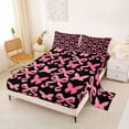 thumbnail image 2 of Erosebridal Black Pink Queen Sheet Sets for Girls, Butterfly Bow-Tie Bed Set, 1 Flat Sheet, 1 Fitted Sheet and 2 Pillowcases, 2 of 5