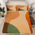 thumbnail image 2 of Manfei Vintage Geometric Aesthetic Twin Sheet Sets,Minimalist Art Twin Fitted Sheet,Green Brown Flat Sheet For Children,Microfiber Bedroom Decor,3-Piece, 2 of 6