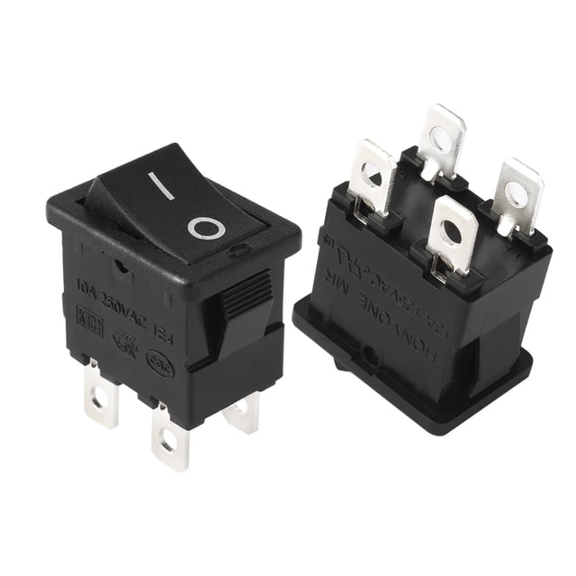 10Pcs AC 12A/125V 10A/250V DPST 4P 2 Position I/O Boat Rocker Switch