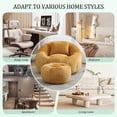 thumbnail image 3 of Chenille Upholstered Round Lazy Cozy Bean Bag Chair with Ottoman-Yellow, 3 of 7
