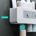 thumbnail image 3 of Toothbrush Rack with Automatic Toothpaste Dispenser Squeezer Wall Mounted Toothbrush Holder Magnetic Cups Organizer Toothbrush Slots Cosmetic Organizer Drawer for Washroom Bathroom, 3 of 8