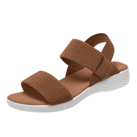 

adviicd Flat Sandals for Women Dressy Ladies Fashion Summer Solid Color Mesh Breathable Flat Fish Mouth Roman Sandals
