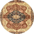thumbnail image 1 of Ahgly Company Indoor Round Abstract Brown Red Persian Area Rugs, 3' Round, 1 of 6