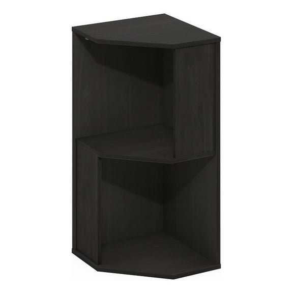 Pemberly Row 2-Tier Freestanding Corner Shelf Bookcase in Bookshelf in Espresso